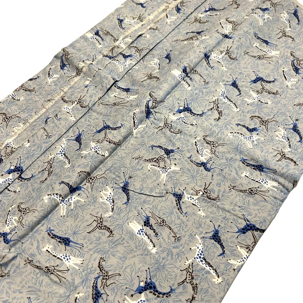 Safari Giraffe‎ Fabric On Blue Background 44